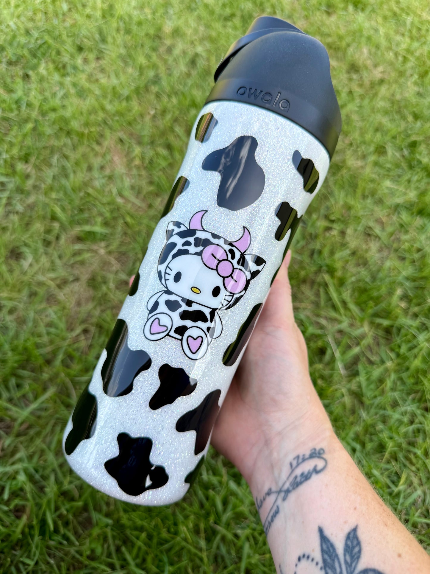 Cow Spot Glitter Tumbler