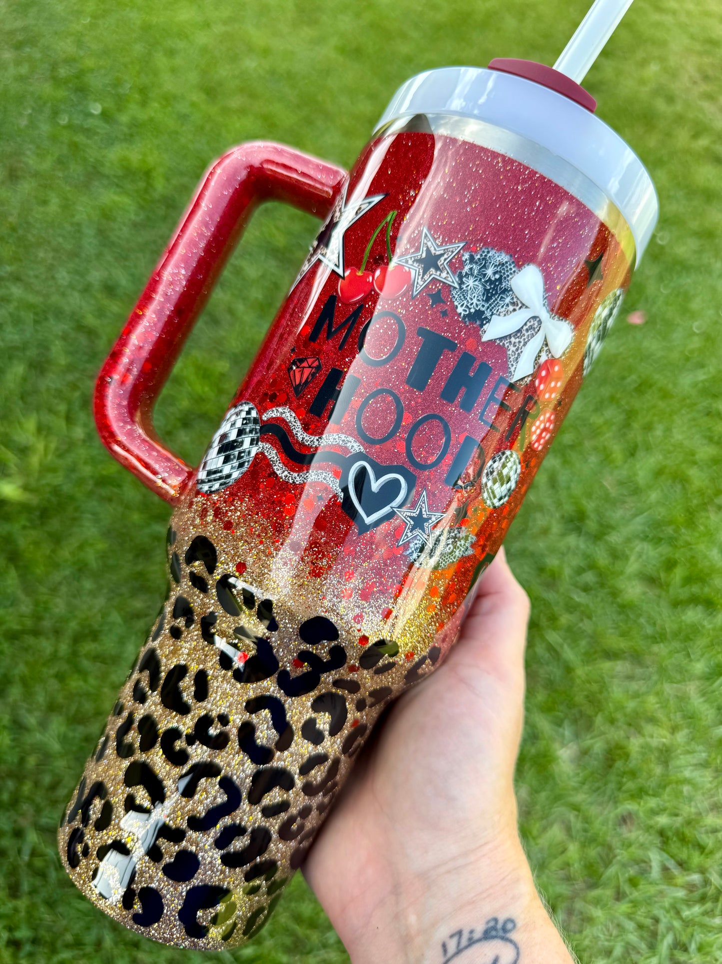 40oz Stanley Quencher Red Leopard Ready to Ship