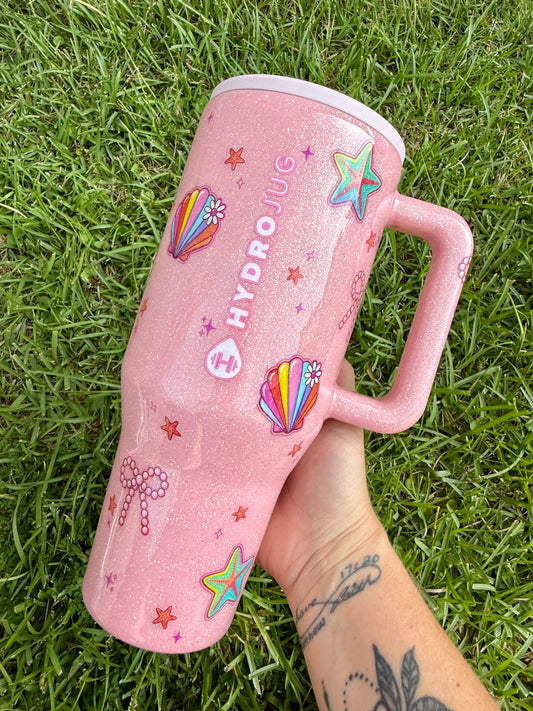 Discounted! 40oz HydroJug Pink Seashells Ready to Ship