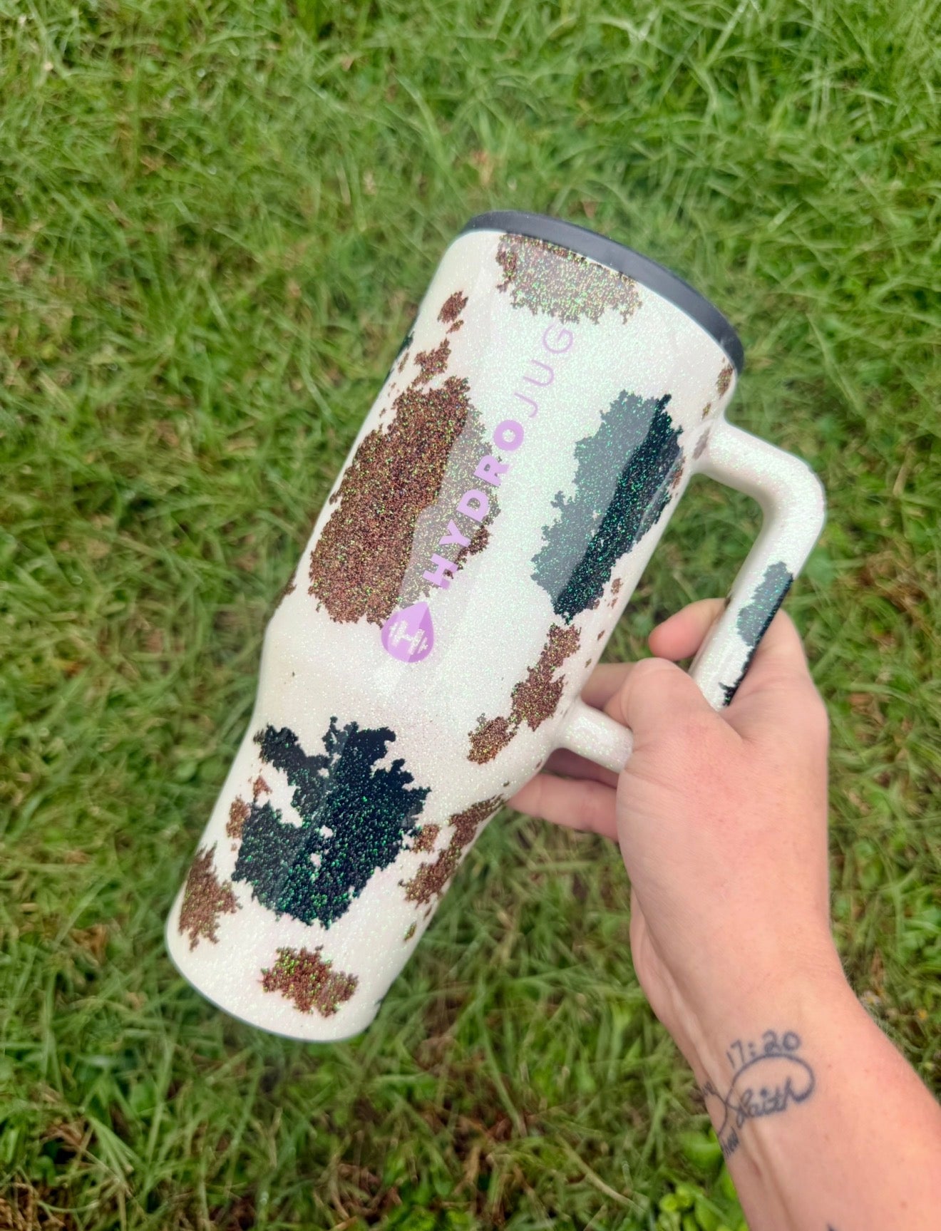 Cow Hide Glitter Tumbler