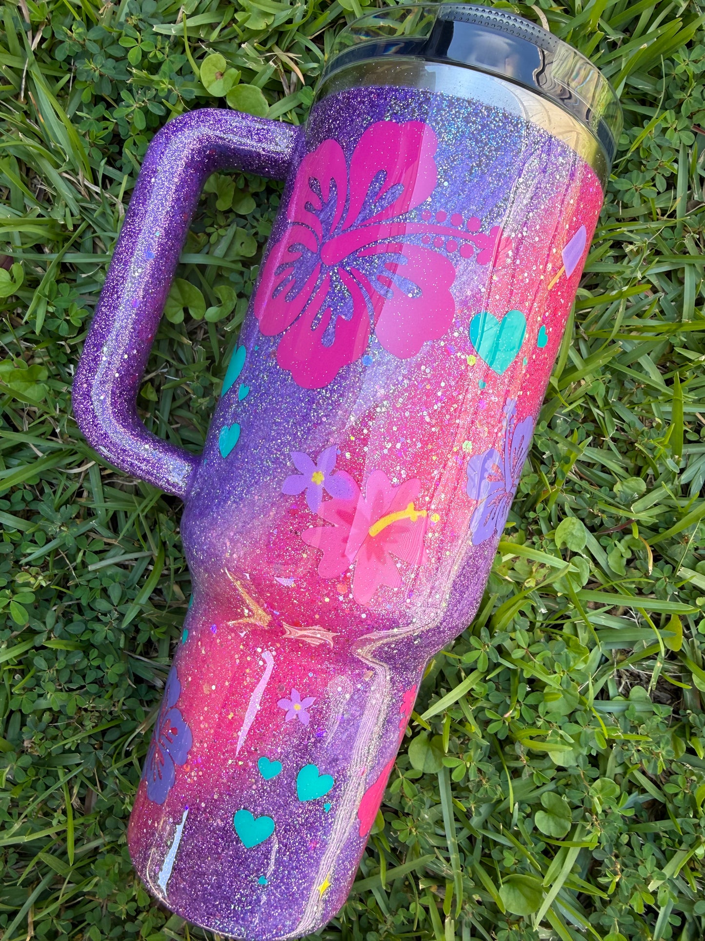 Purple & Pink Summer Glitter Tumbler Made to Order