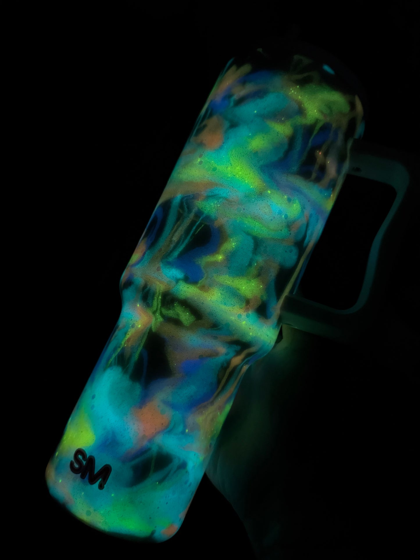 Glow In the Dark Rainbow Swirl Glitter Tumbler