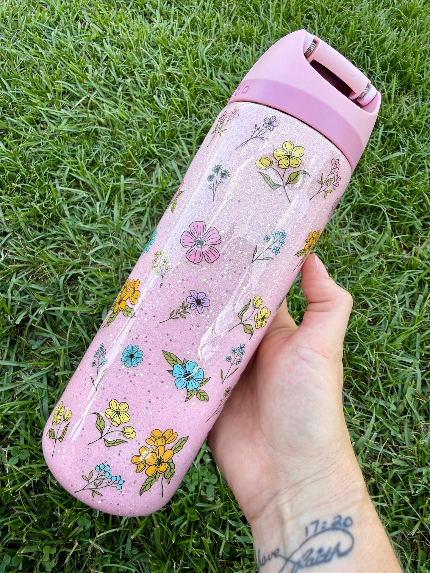 24oz Owala Pink Floral Ready to Ship