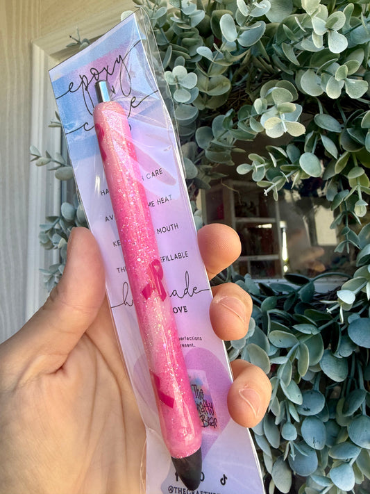 Breast Cancer Glitter Epoxy Inkjoy Pen