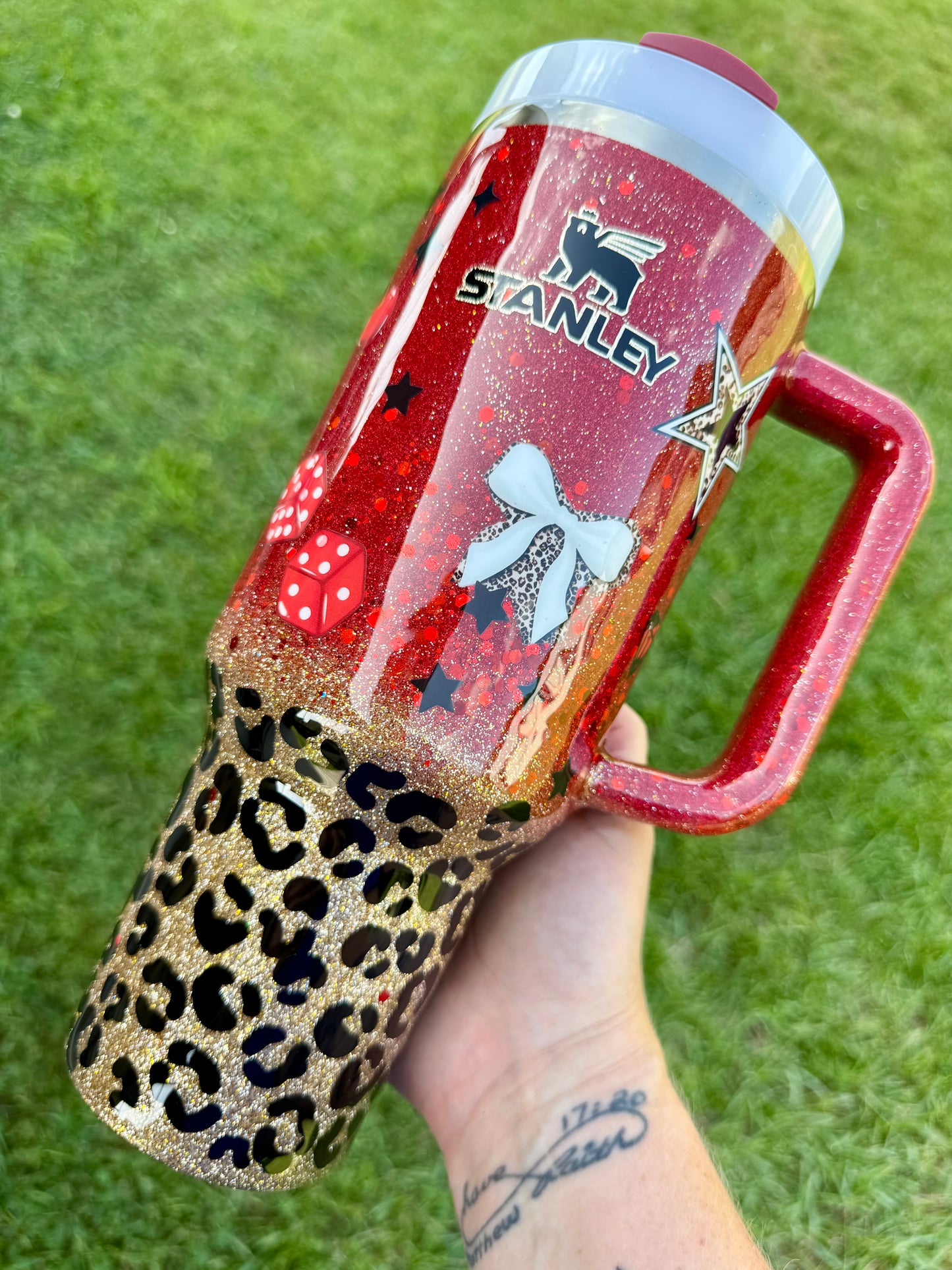40oz Stanley Quencher Red Leopard Ready to Ship