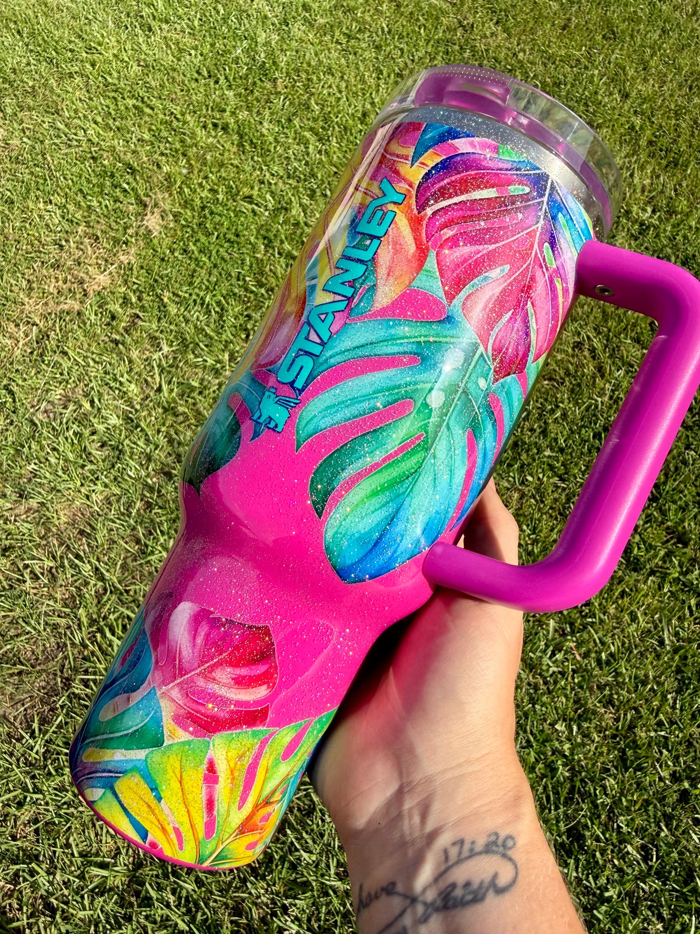 40oz Stanley ProTour Neon Monstera Ready to Ship