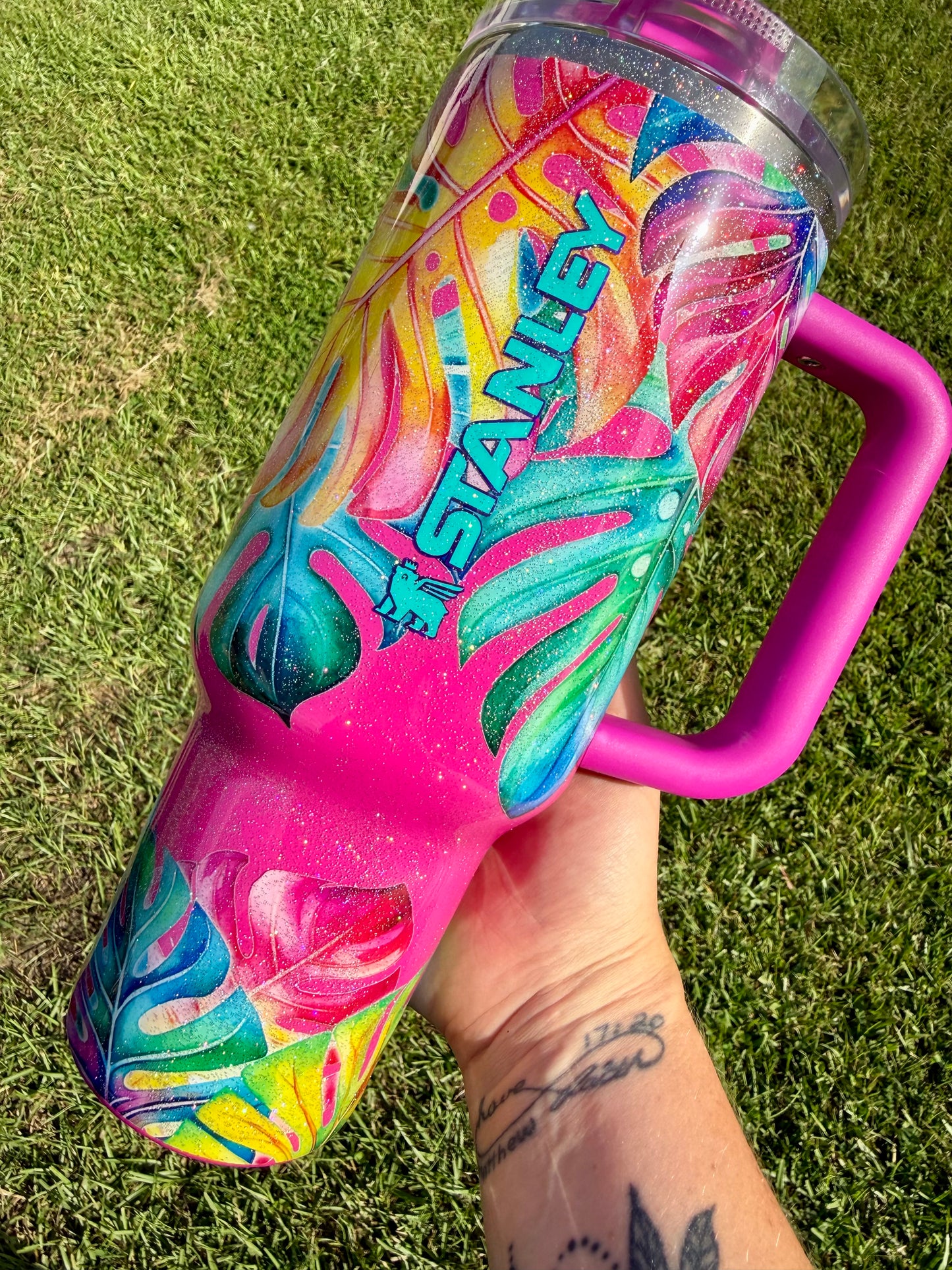 40oz Stanley ProTour Neon Monstera Ready to Ship