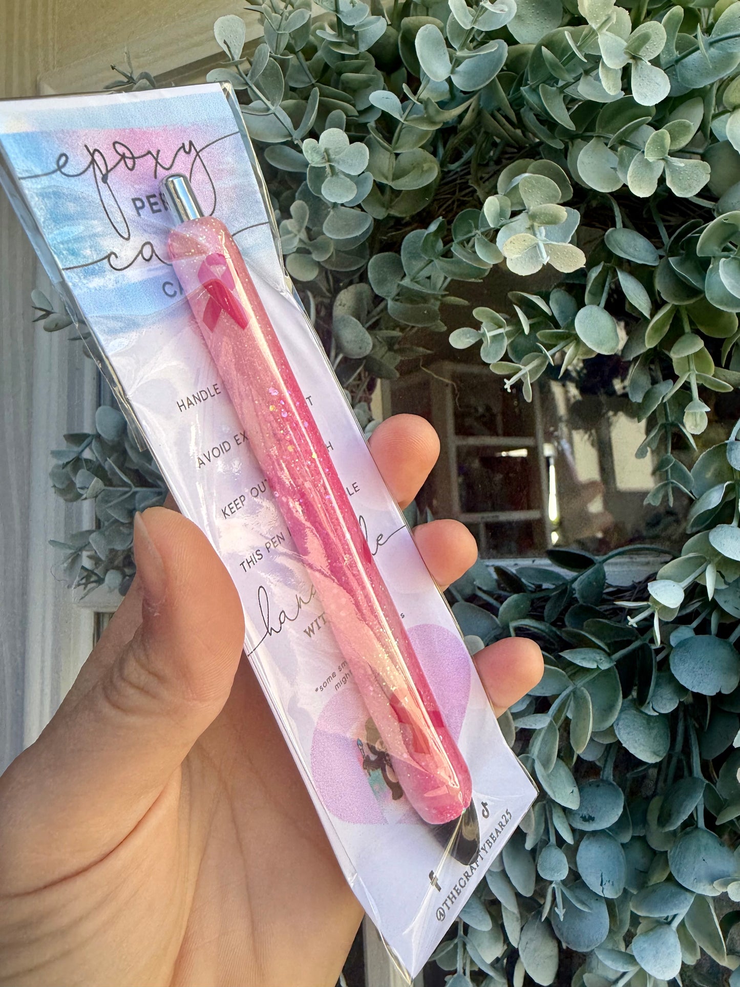 Breast Cancer Glitter Epoxy Inkjoy Pen