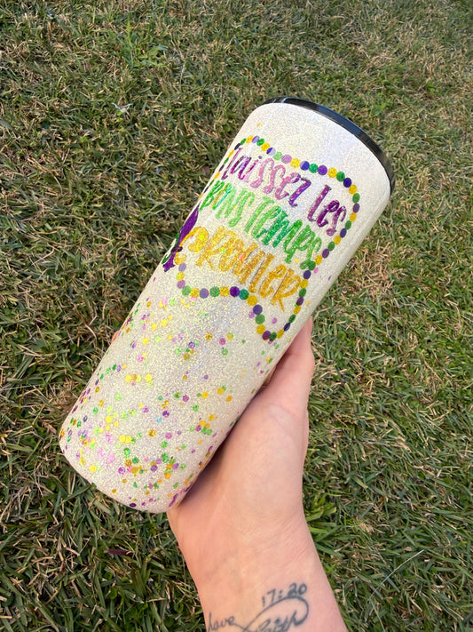 Clearance 20oz Confetti Mardi Gras Glitter Tumbler-Ready to Ship