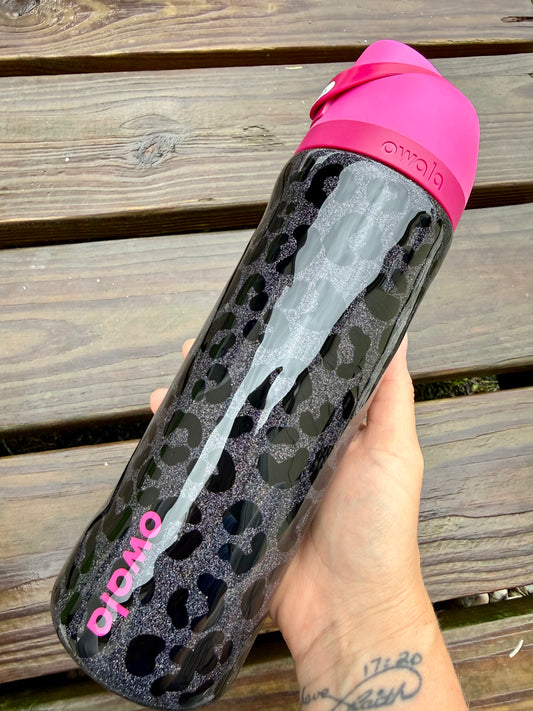 24oz Owala Black Ghost Leopard