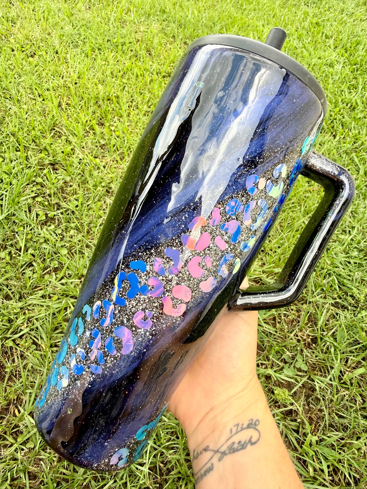 Opal Leopard Glitter Tumbler