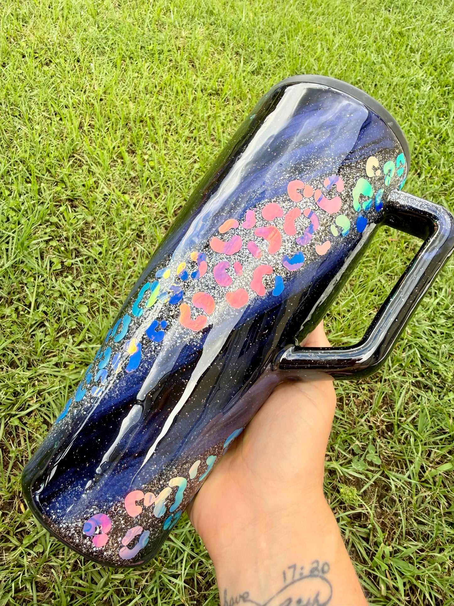 Opal Leopard Glitter Tumbler