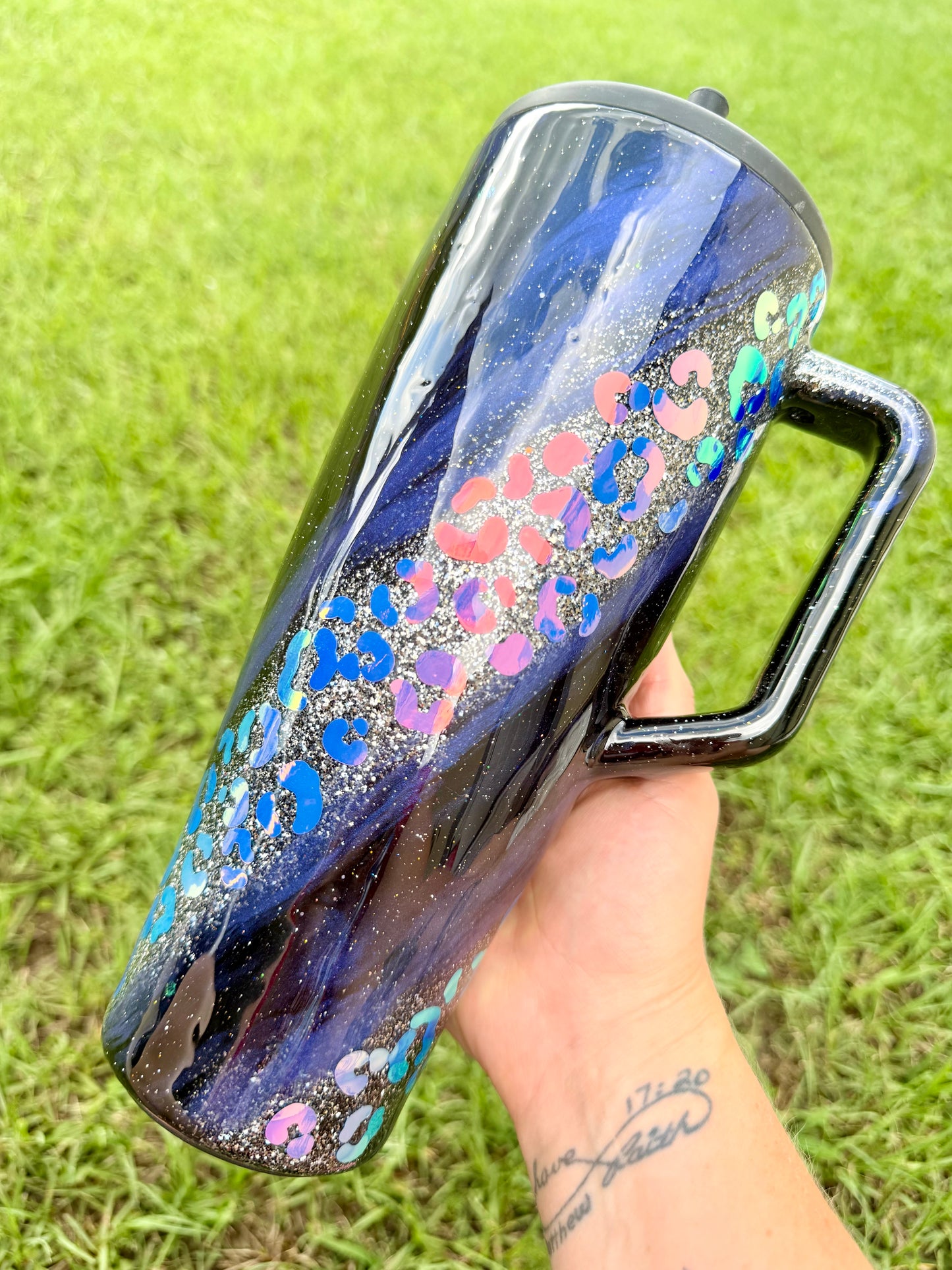 Opal Leopard Glitter Tumbler