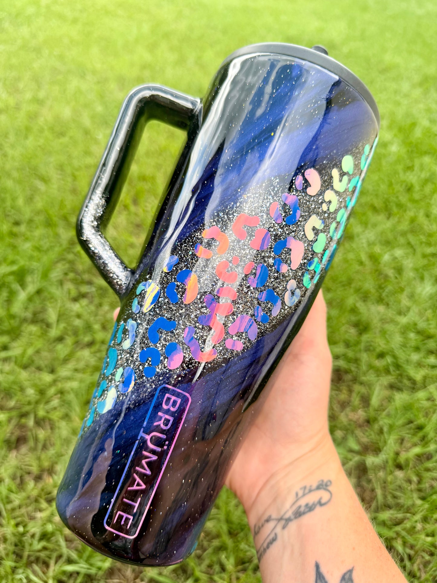 Opal Leopard Glitter Tumbler