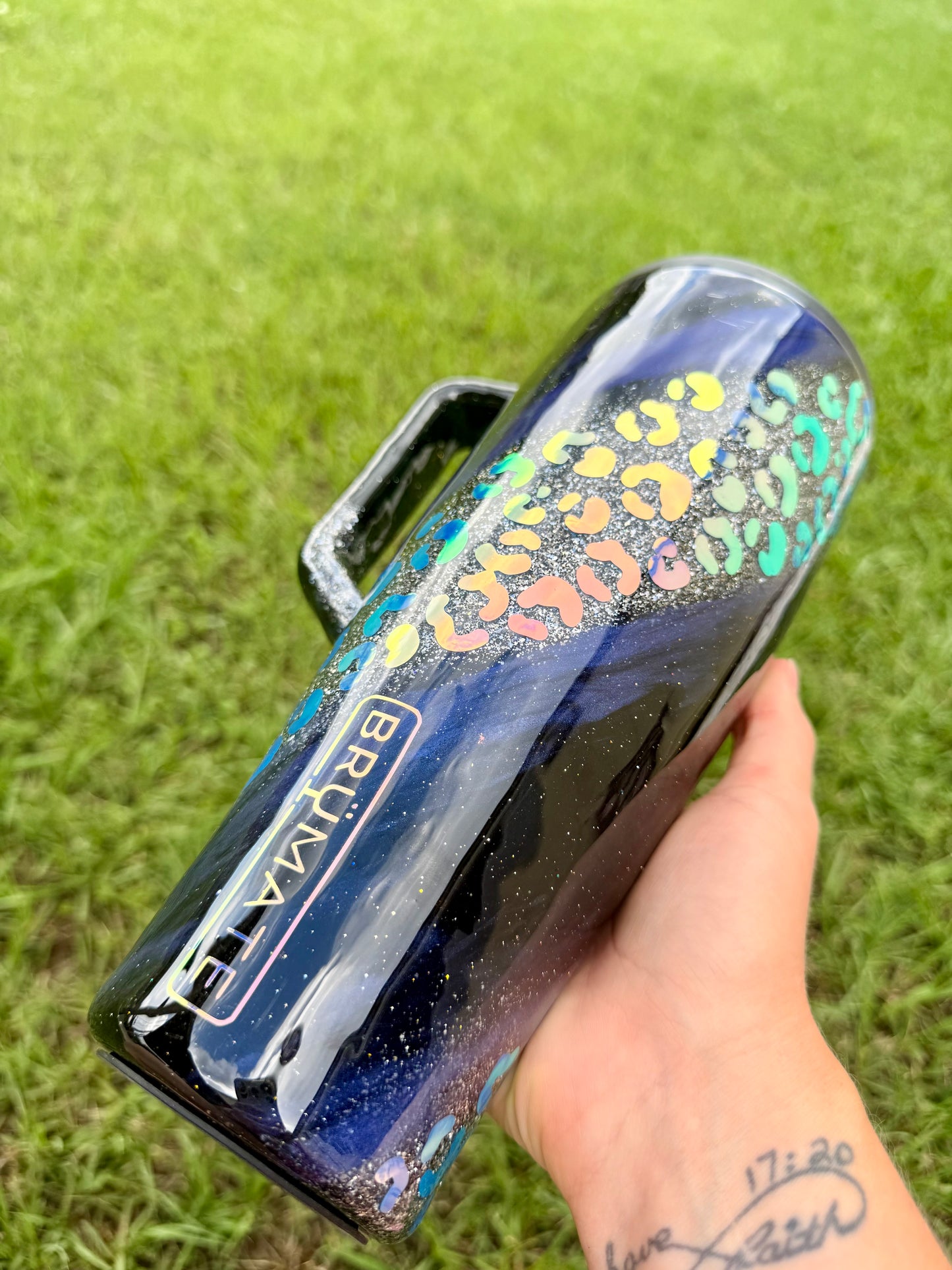 Opal Leopard Glitter Tumbler