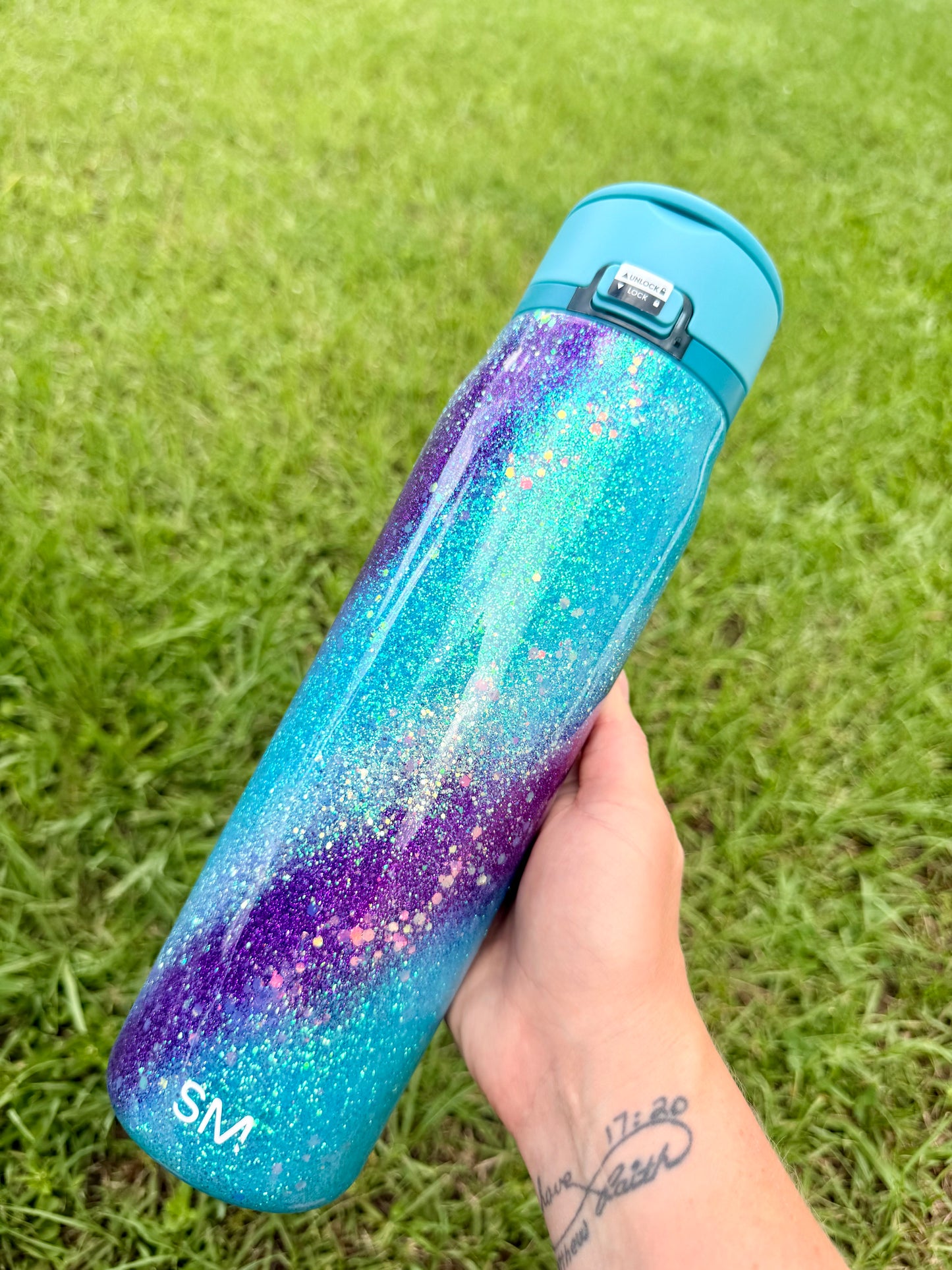 Blue& Purple Opal Swirl Glitter Tumbler