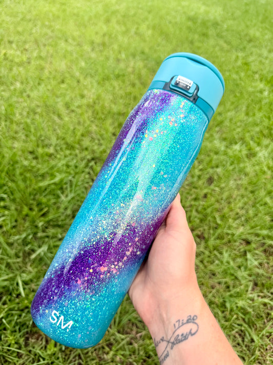 Blue& Purple Opal Swirl Glitter Tumbler