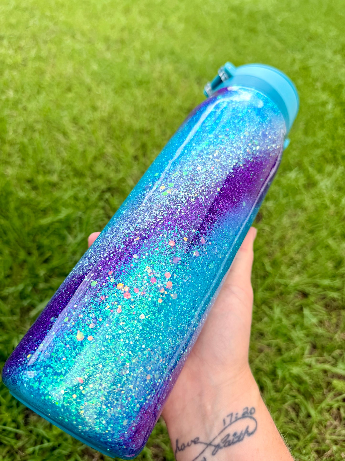 Blue& Purple Opal Swirl Glitter Tumbler