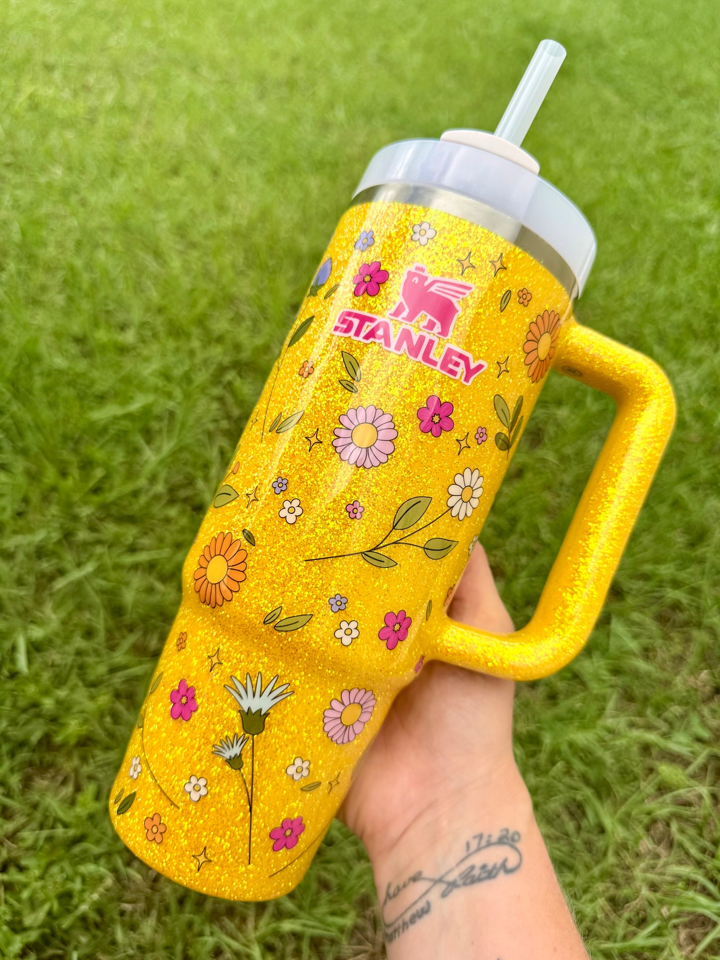 30oz Stanley Quencher Yellow Floral Ready To Ship