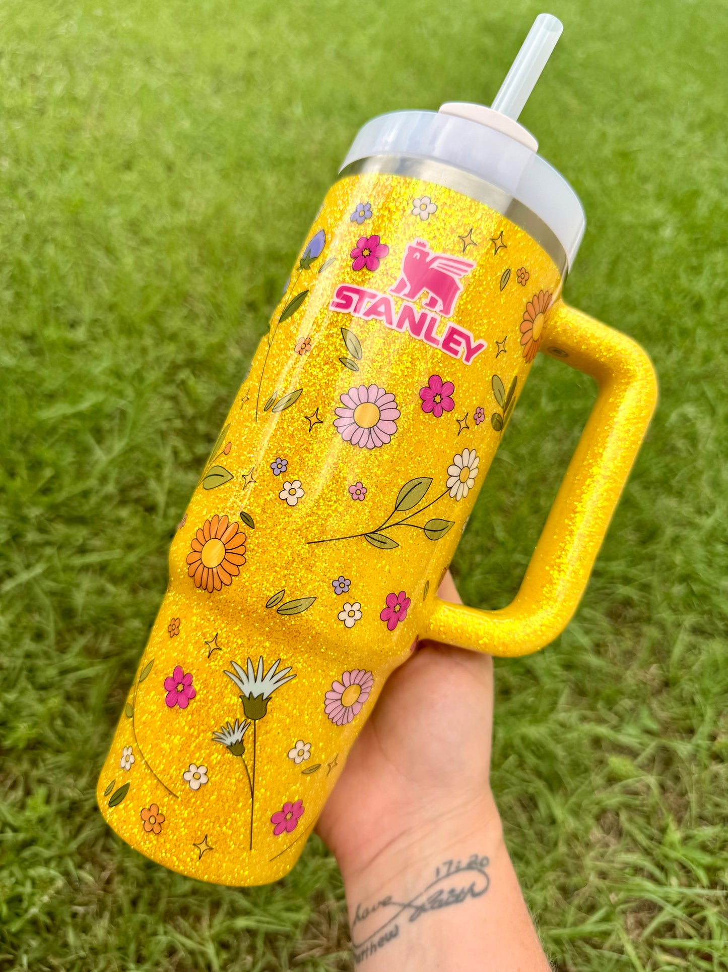 30oz Stanley Quencher Yellow Floral Ready To Ship