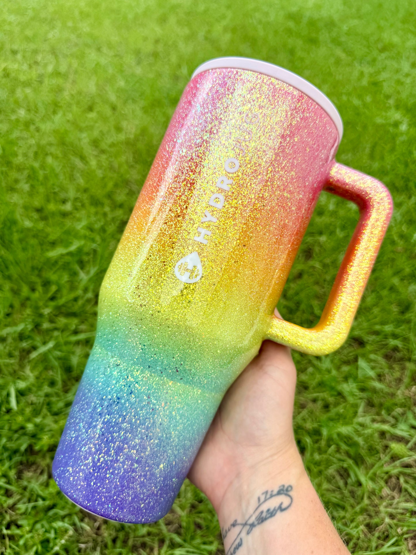 Pastel Rainbow Glitter Tumbler