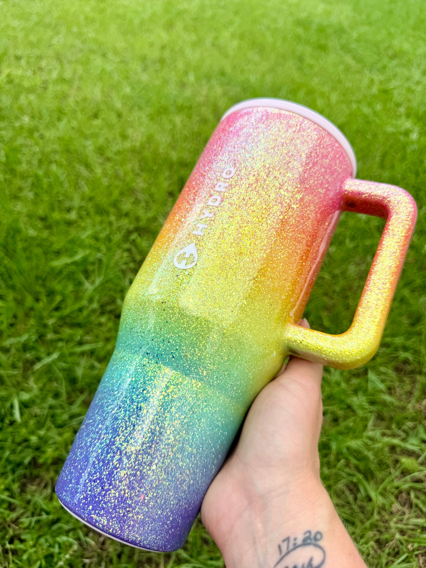 Pastel Rainbow Glitter Tumbler