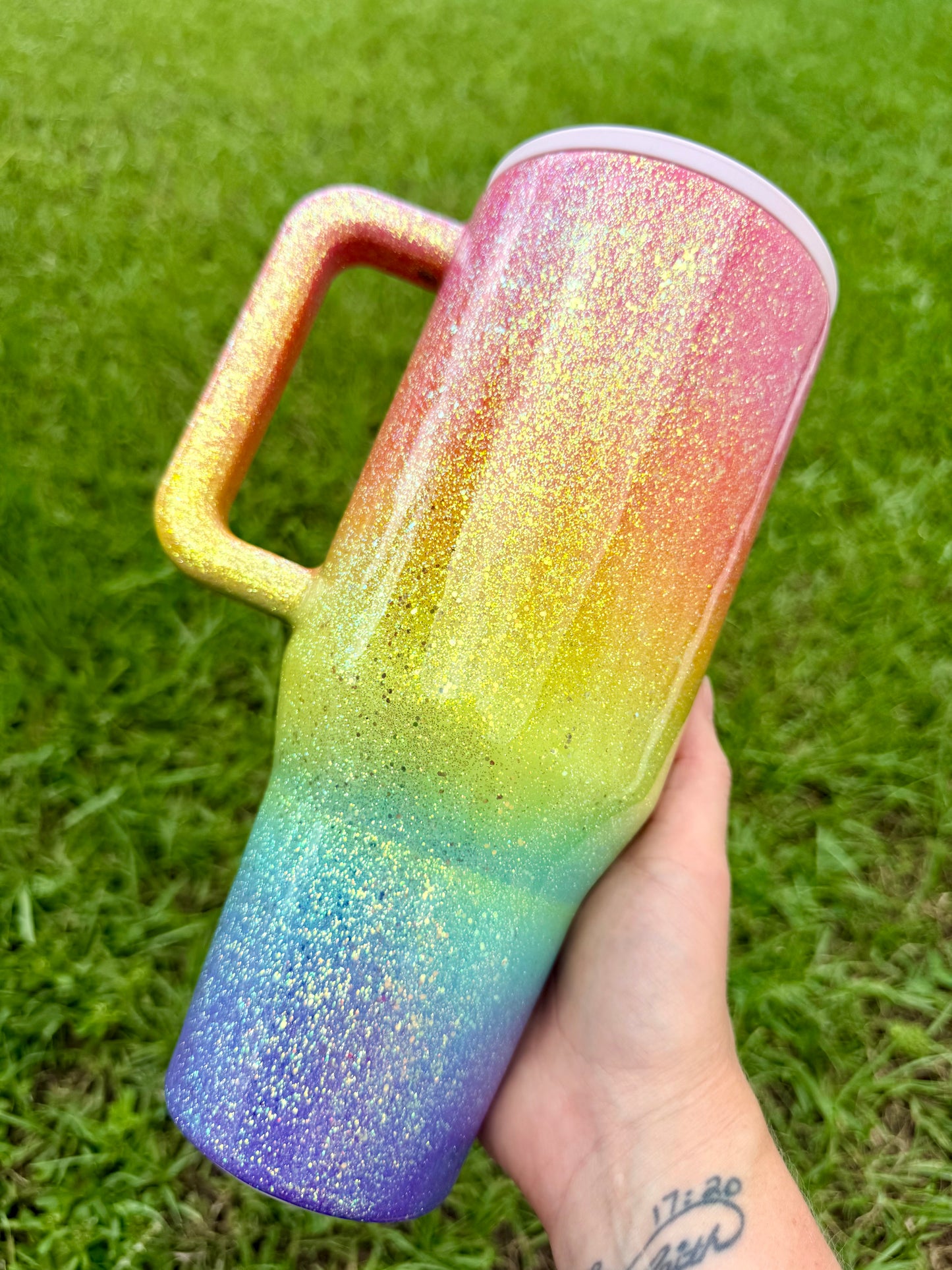 Pastel Rainbow Glitter Tumbler