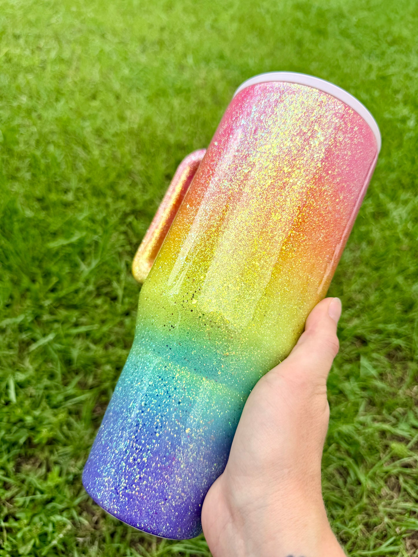 Pastel Rainbow Glitter Tumbler