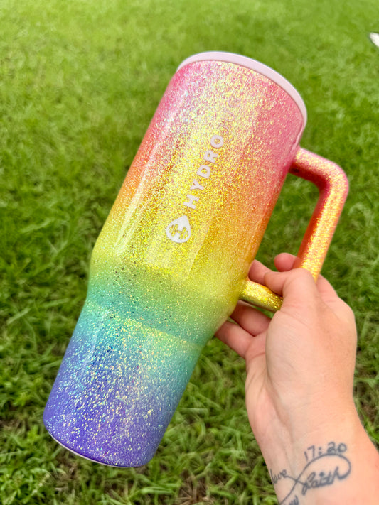 Pastel Rainbow Glitter Tumbler