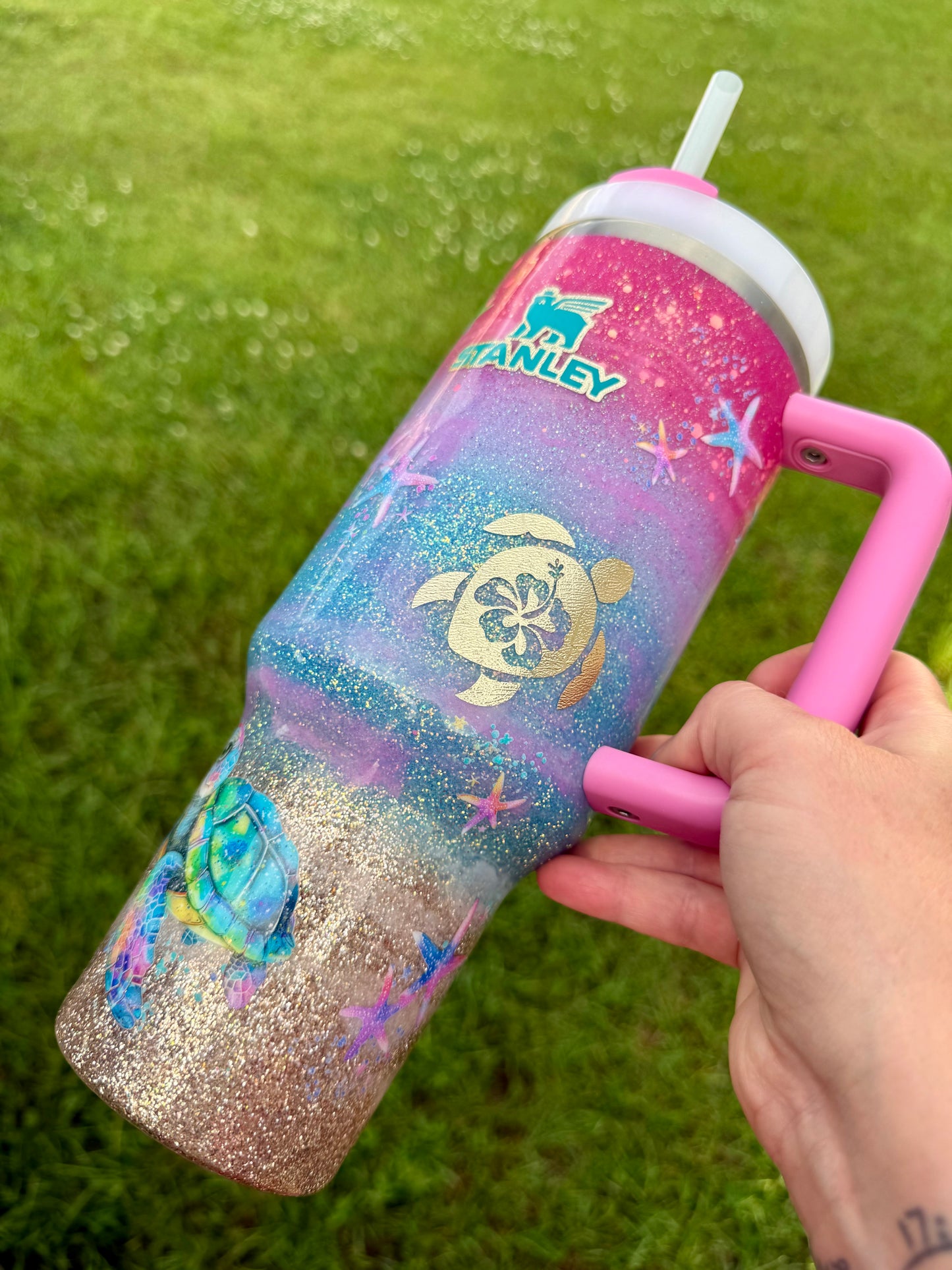 Sea Turtle Glitter Tumbler