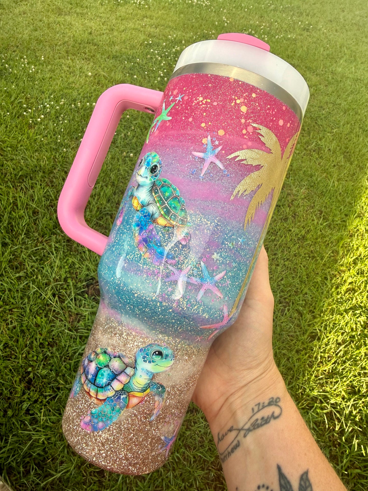 Sea Turtle Glitter Tumbler