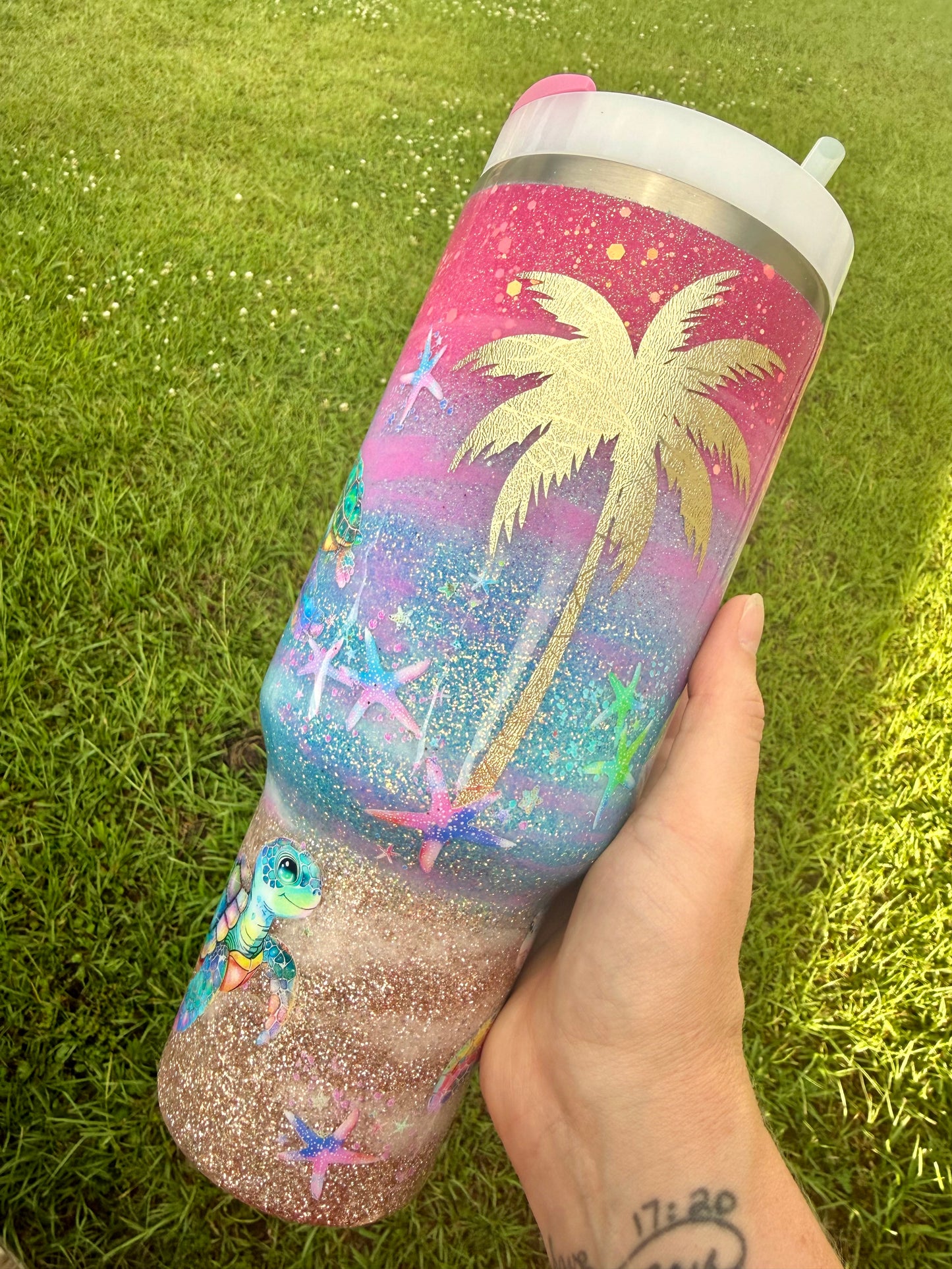 Sea Turtle Glitter Tumbler