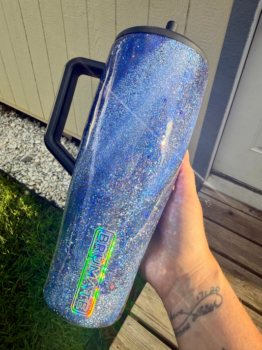 Navy Holographic Swirl Glitter Tumbler