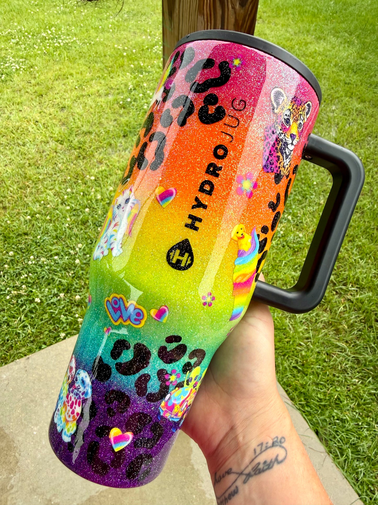 Lisa Frank Rainbow Glitter Tumbler