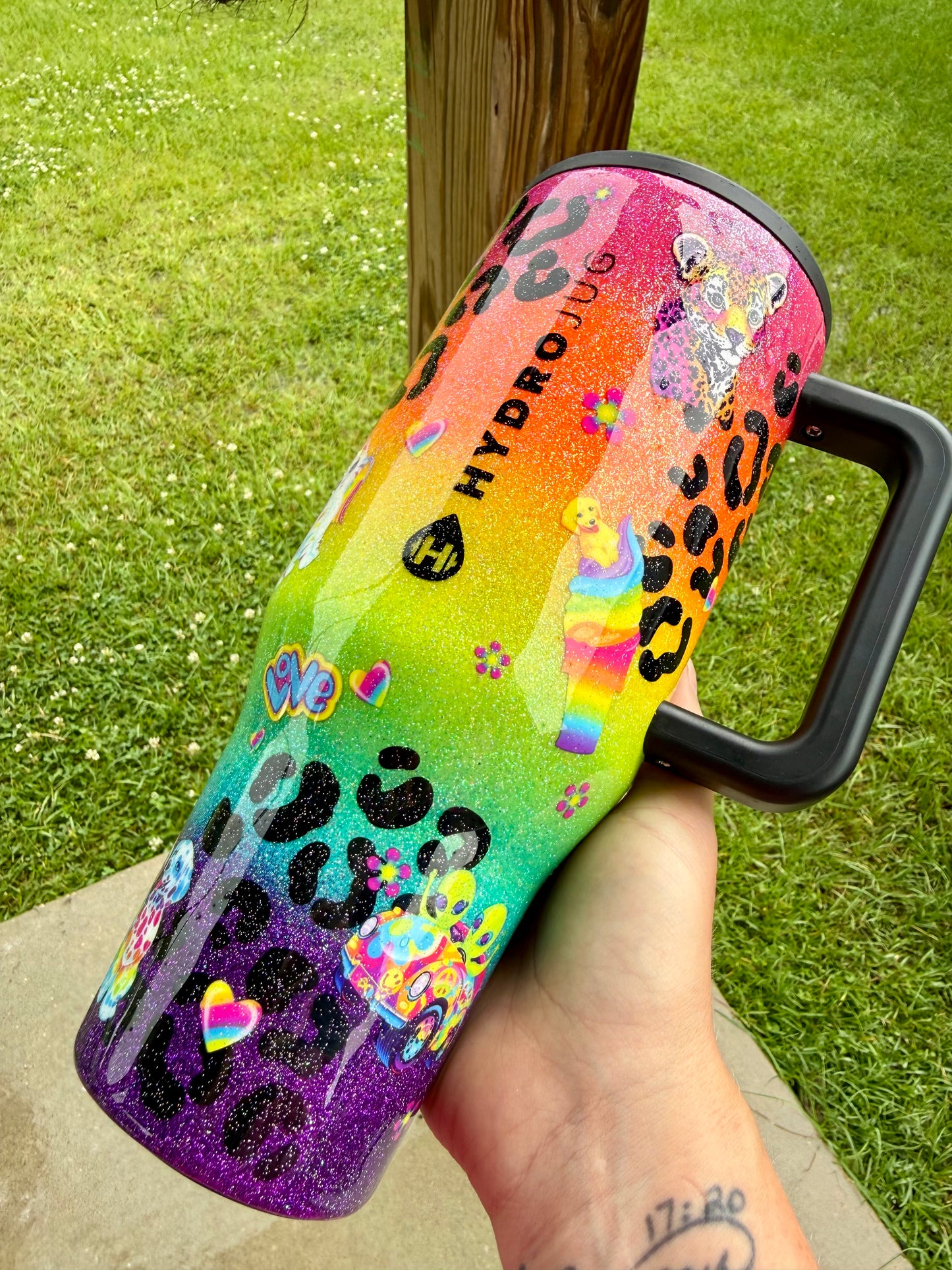 Lisa Frank Rainbow Glitter Tumbler