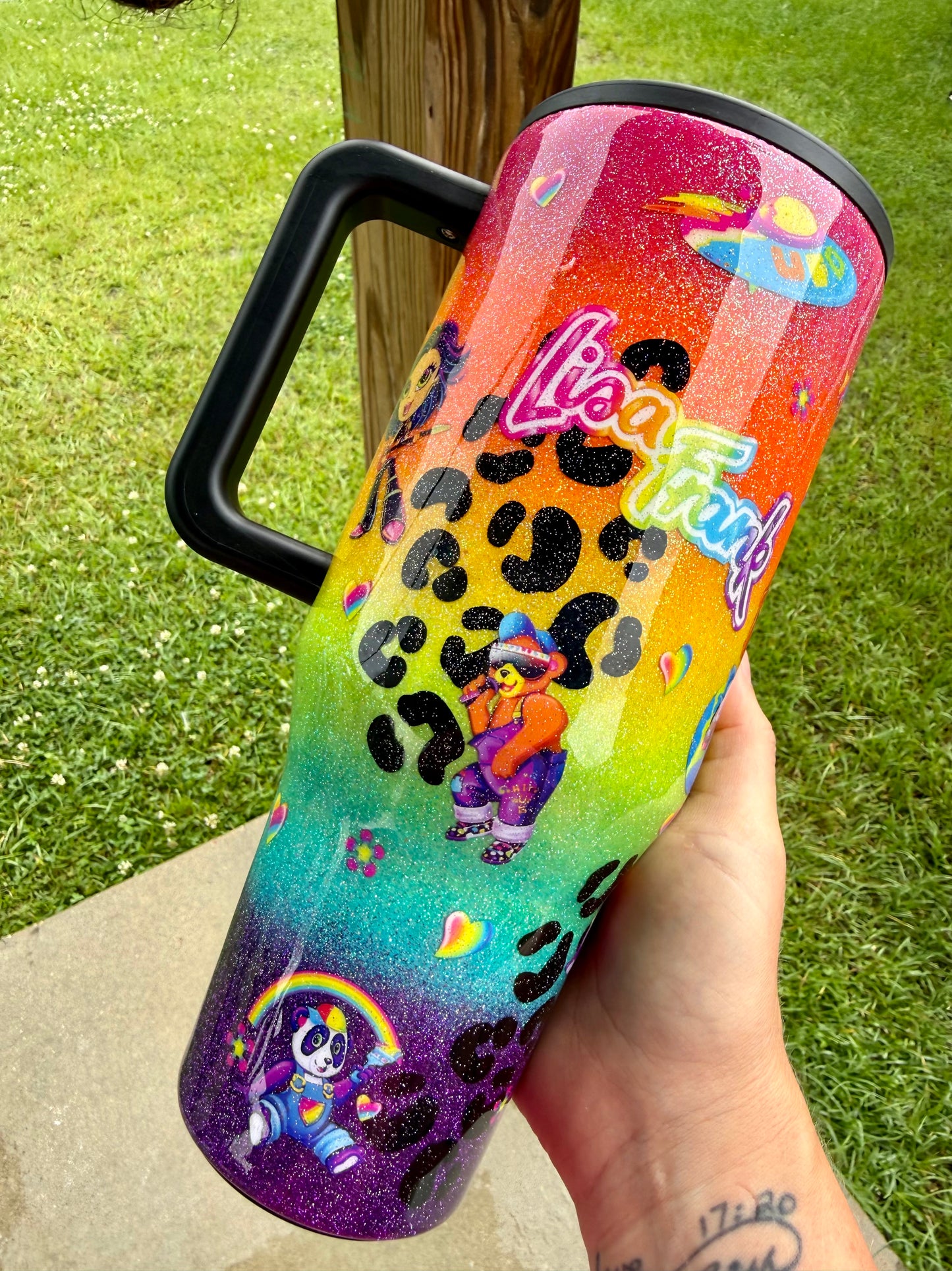 Lisa Frank Rainbow Glitter Tumbler