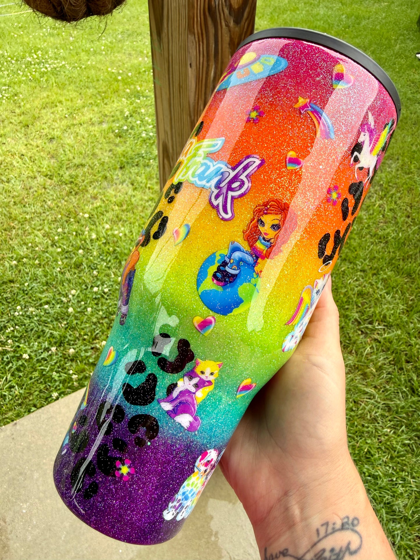 Lisa Frank Rainbow Glitter Tumbler
