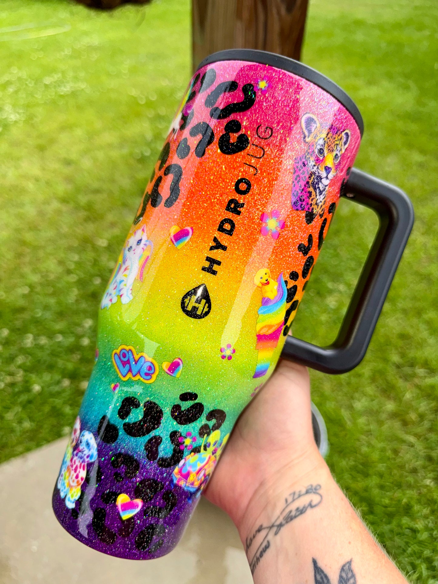 Lisa Frank Rainbow Glitter Tumbler