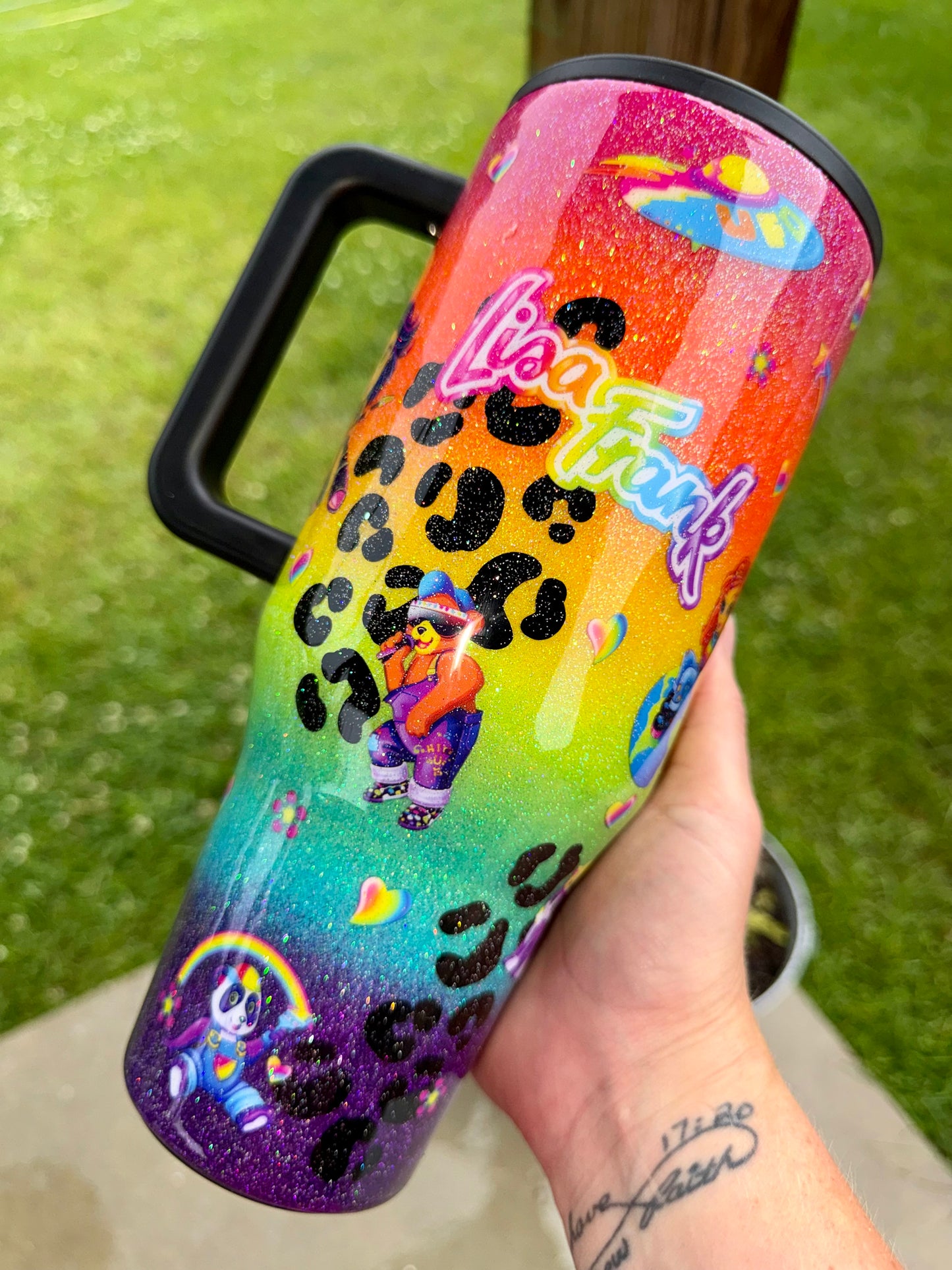 Lisa Frank Rainbow Glitter Tumbler