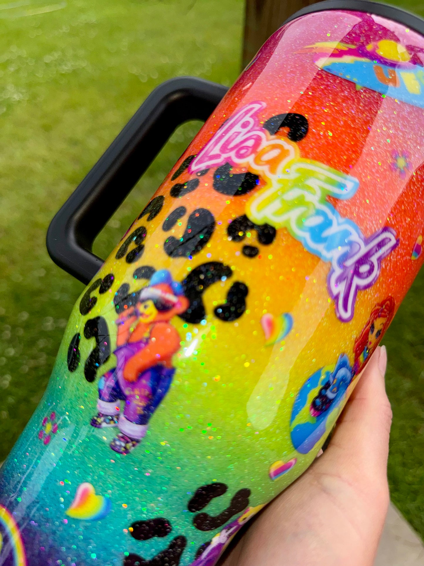 Lisa Frank Rainbow Glitter Tumbler