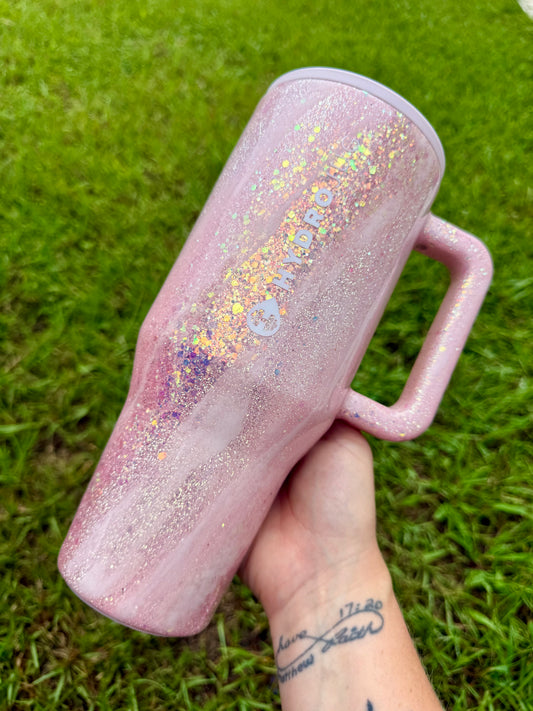 Pink Opal Swirl Glitter Tumbler