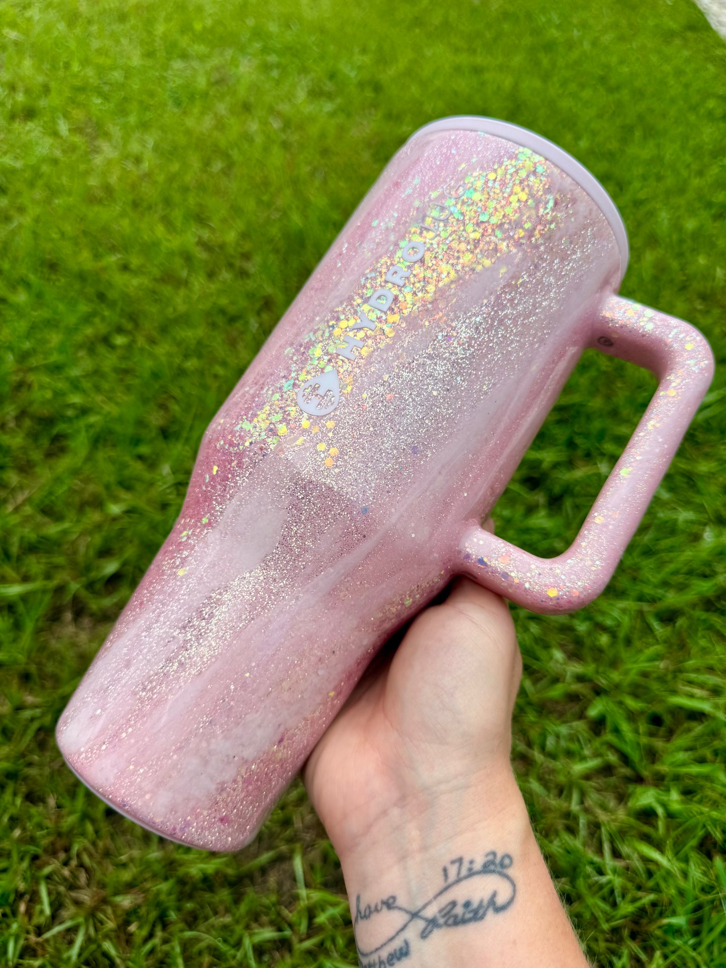 Pink Opal Swirl Glitter Tumbler