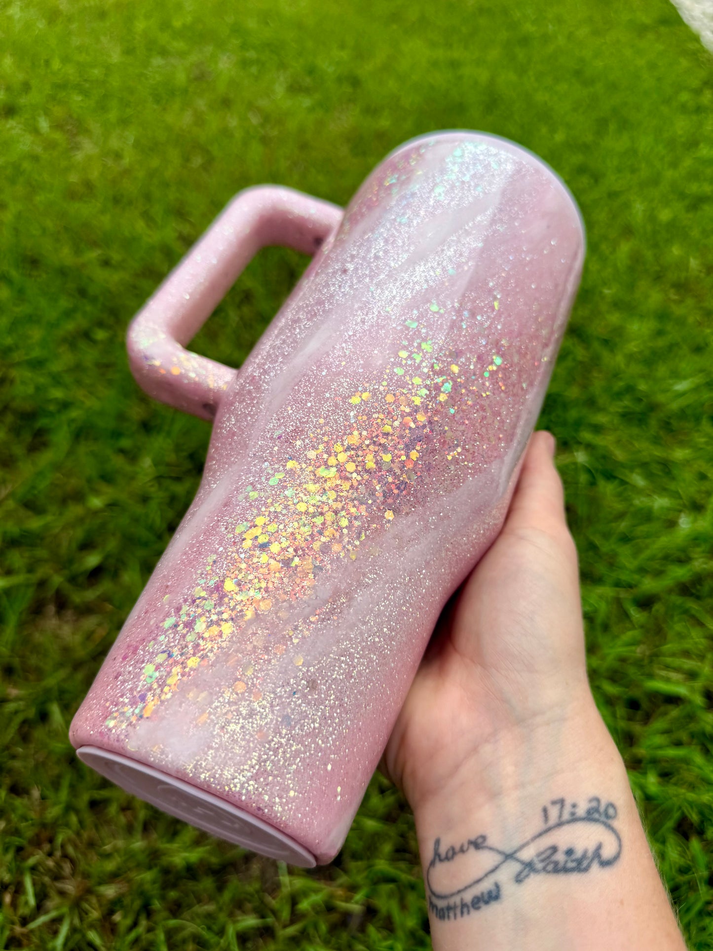 Pink Opal Swirl Glitter Tumbler