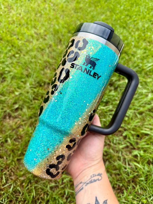 30oz Stanley Quencher Blue Leopard Ready to Ship