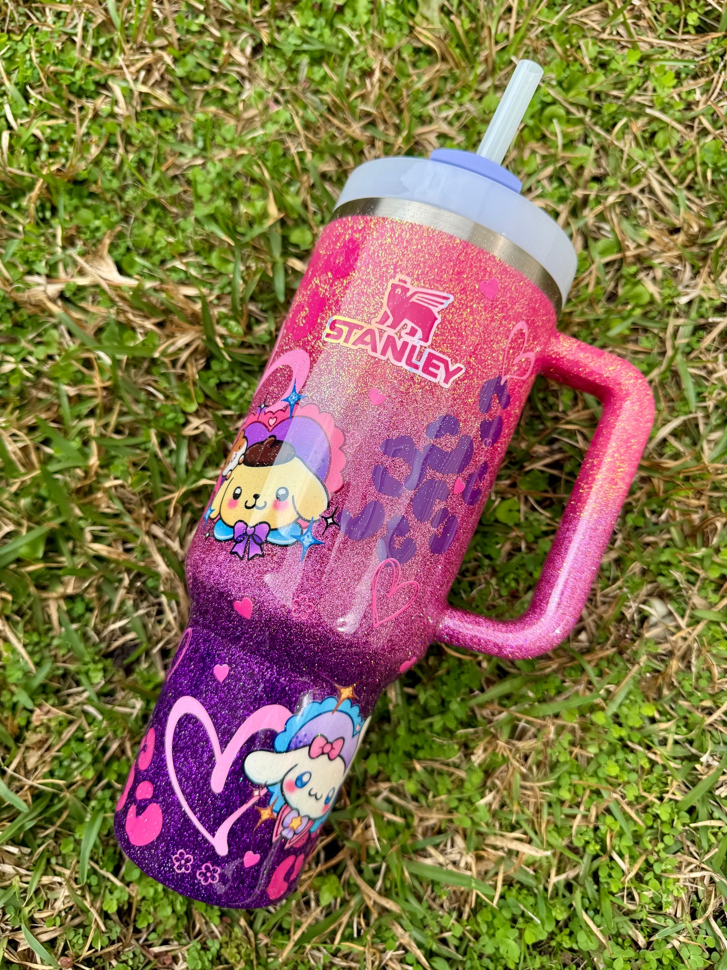 40oz  Pink/Purple Neon Hello Kitty and Friends Tumbler