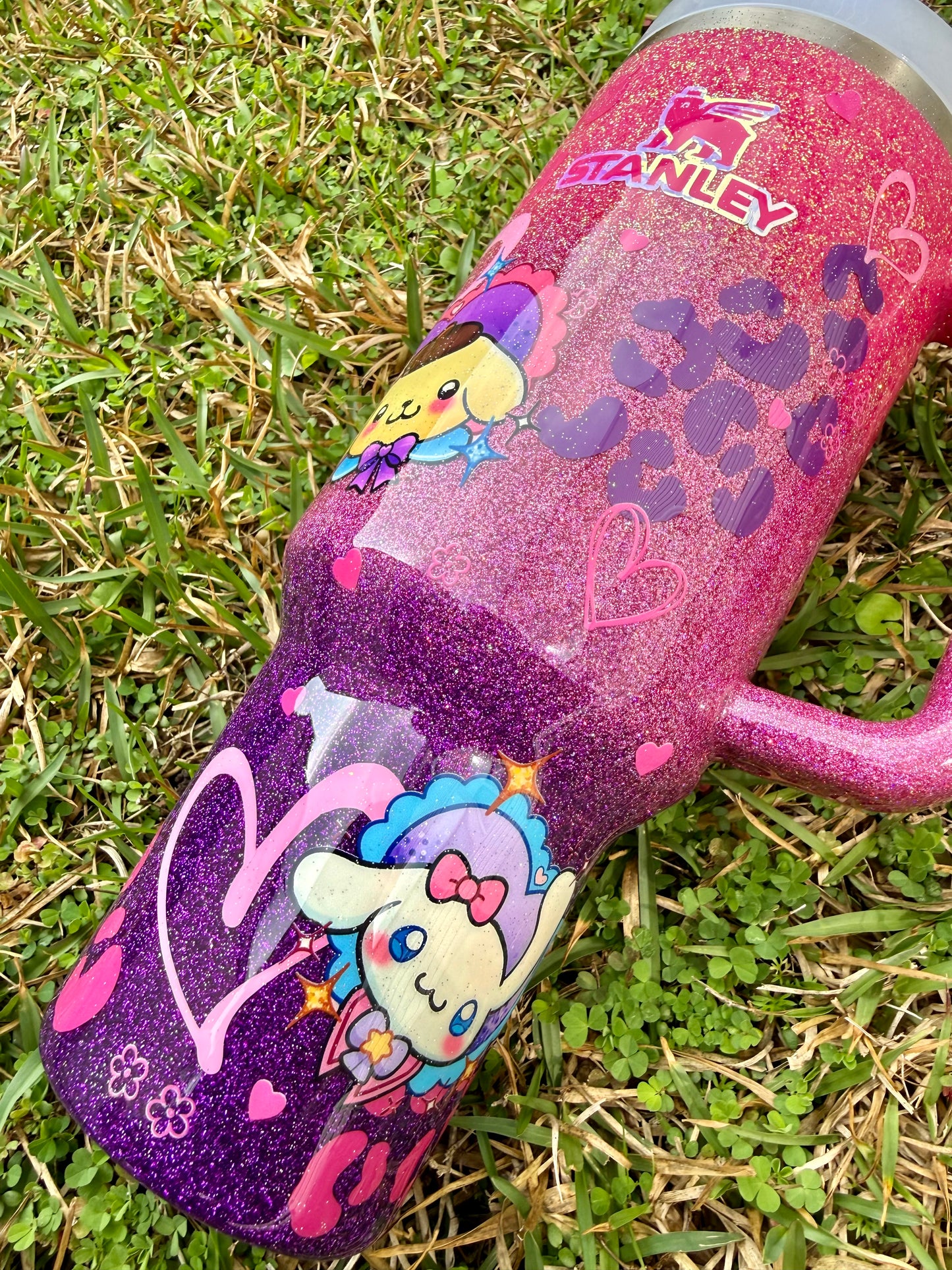 40oz  Pink/Purple Neon Hello Kitty and Friends Tumbler