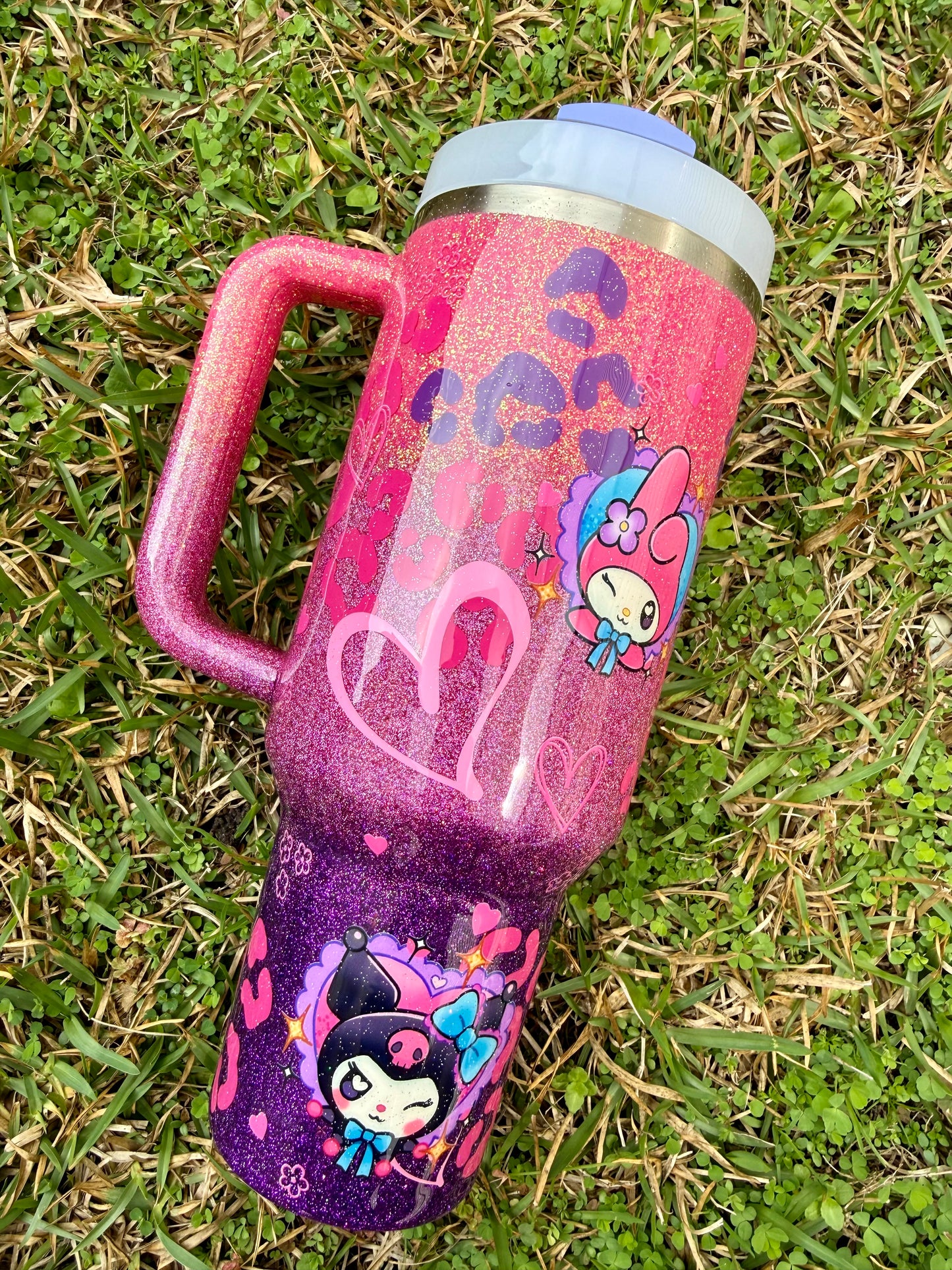 40oz  Pink/Purple Neon Hello Kitty and Friends Tumbler