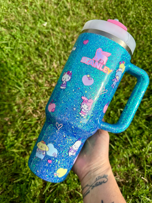 Blue Sparkle Sanrio Glitter Tumbler