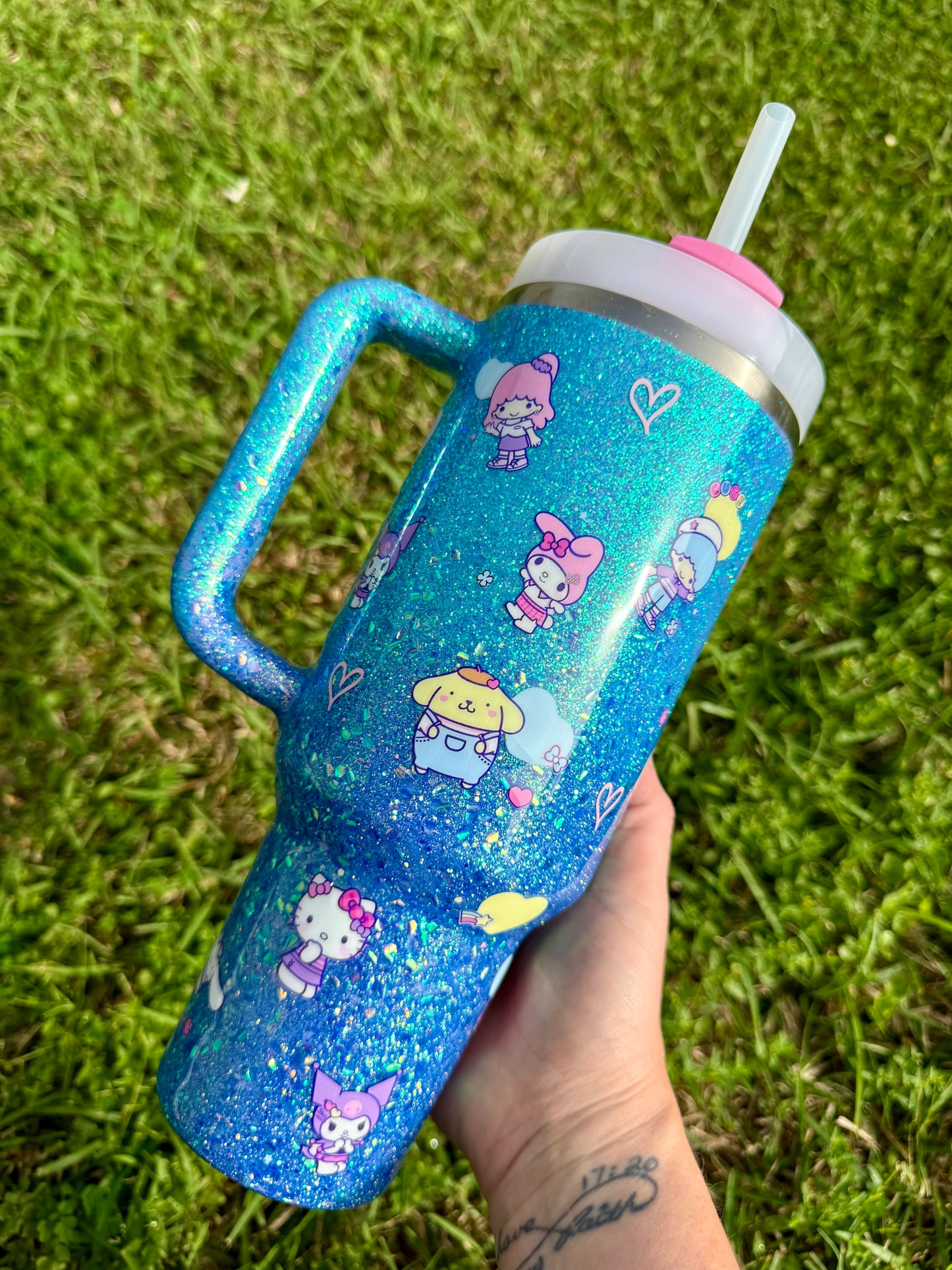 Blue Sparkle Sanrio Glitter Tumbler