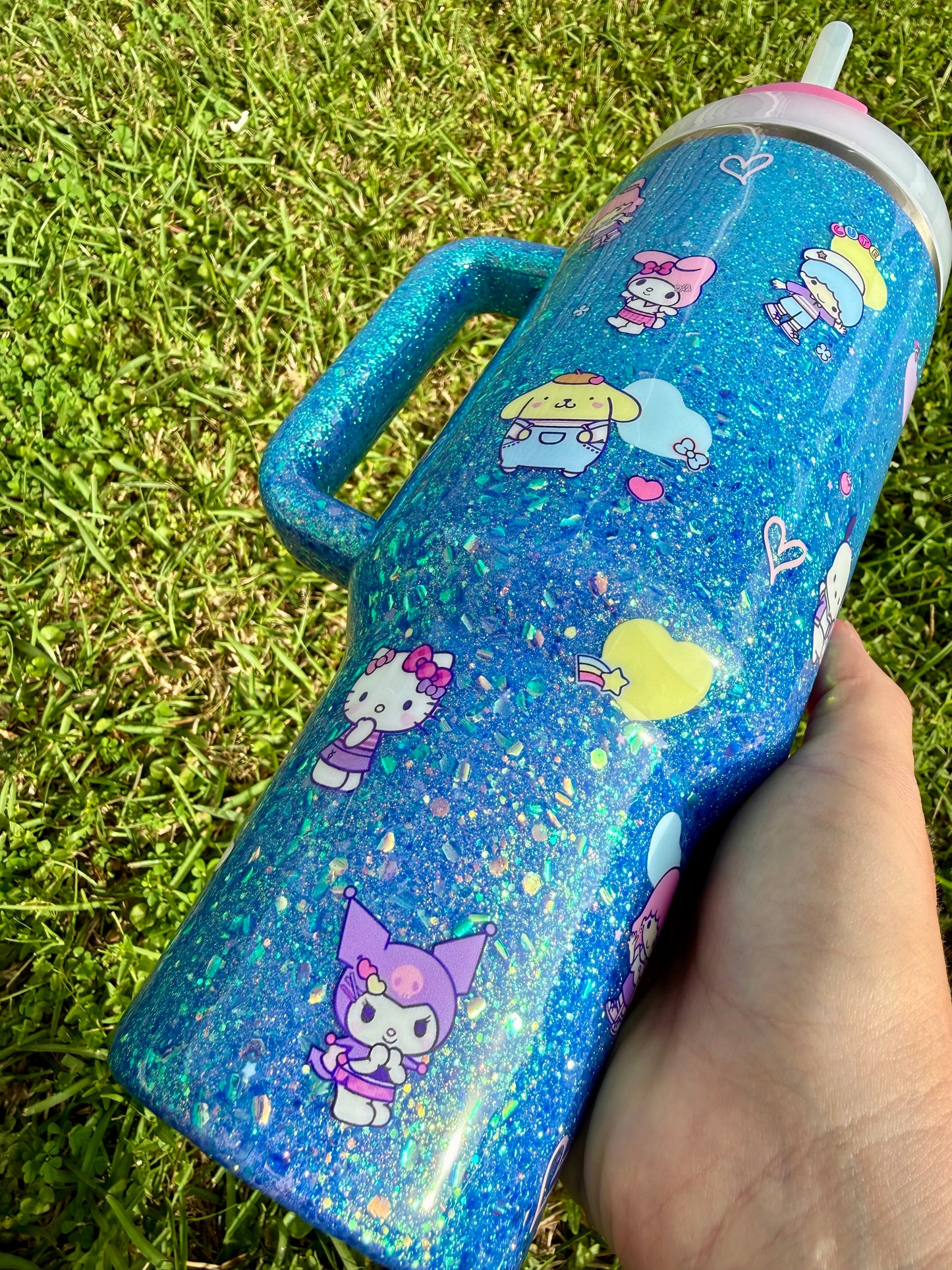 Blue Sparkle Sanrio Glitter Tumbler